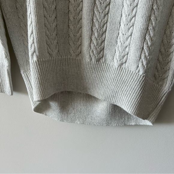 Athleta Crossroads Crew Sweater In Bright White Metallic Cable Knit H - Picture 9 of 12